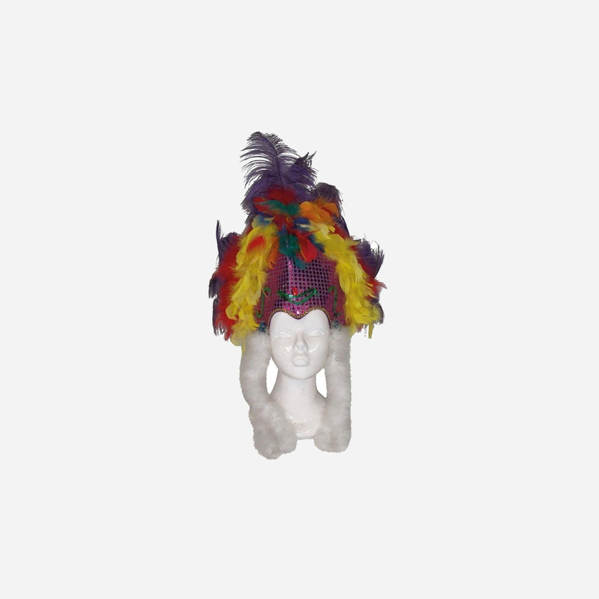 Coiffe tiare carnaval de Rio avec plumes et sequins