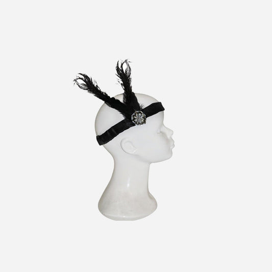 Bandeau plume charleston noir