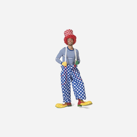 Pantalon large clown bleu à pois blancs adulte Taille Unique