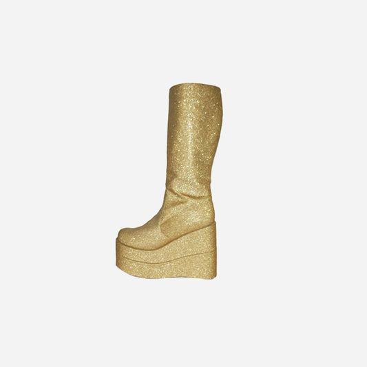 Paire de bottes à paillettes haute or de déguisement