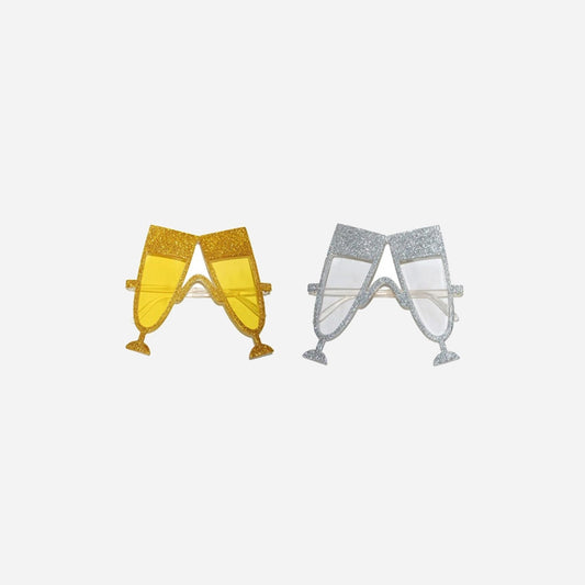 Lunettes gag verres Champagne à paillettes assorti 14 × 13 cm