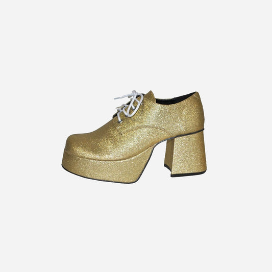 Paire de chaussures à talon & paillettes or de déguisement