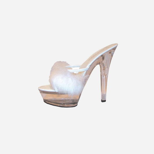 Paire de chaussures à talon & moumoute blanc de déguisement