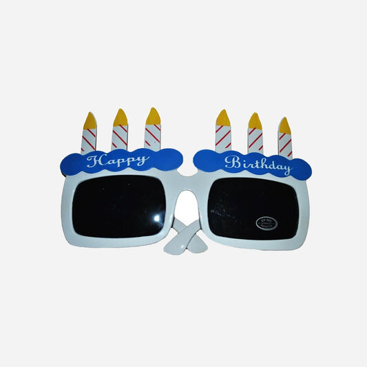 Lunettes gag gateau anniversaire bleu