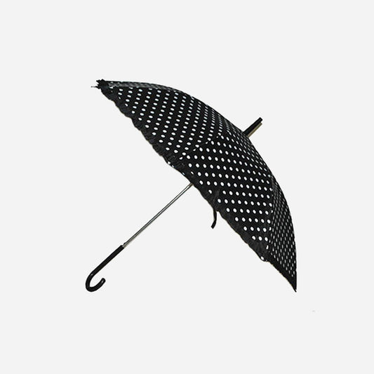 Parapluie noir à pois blancs 87 cm