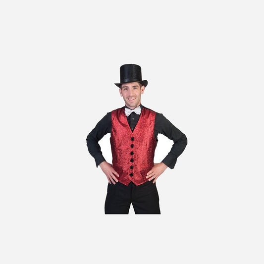 Gilet rouge à paillettes homme