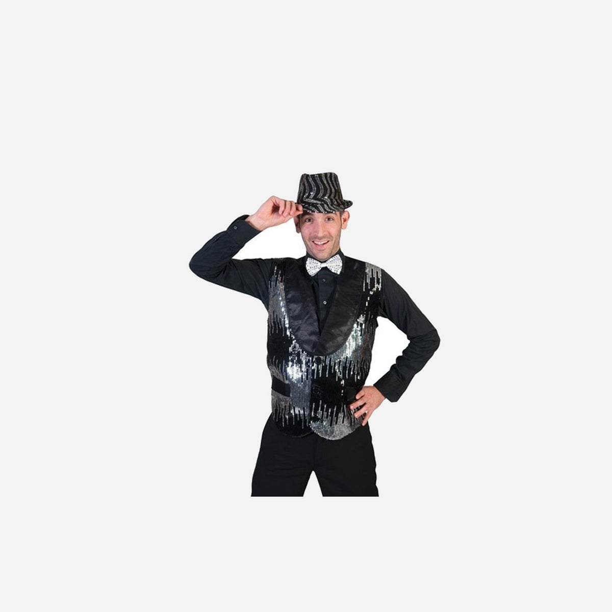 Gilet noir & argent à sequins homme
