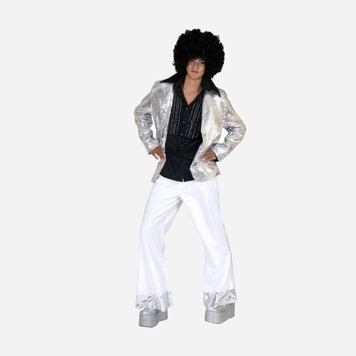 Veste disco à sequins argent homme Taille M/L
