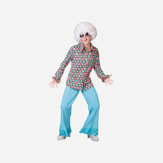 Chemise yéyé avec cercles multicolore homme