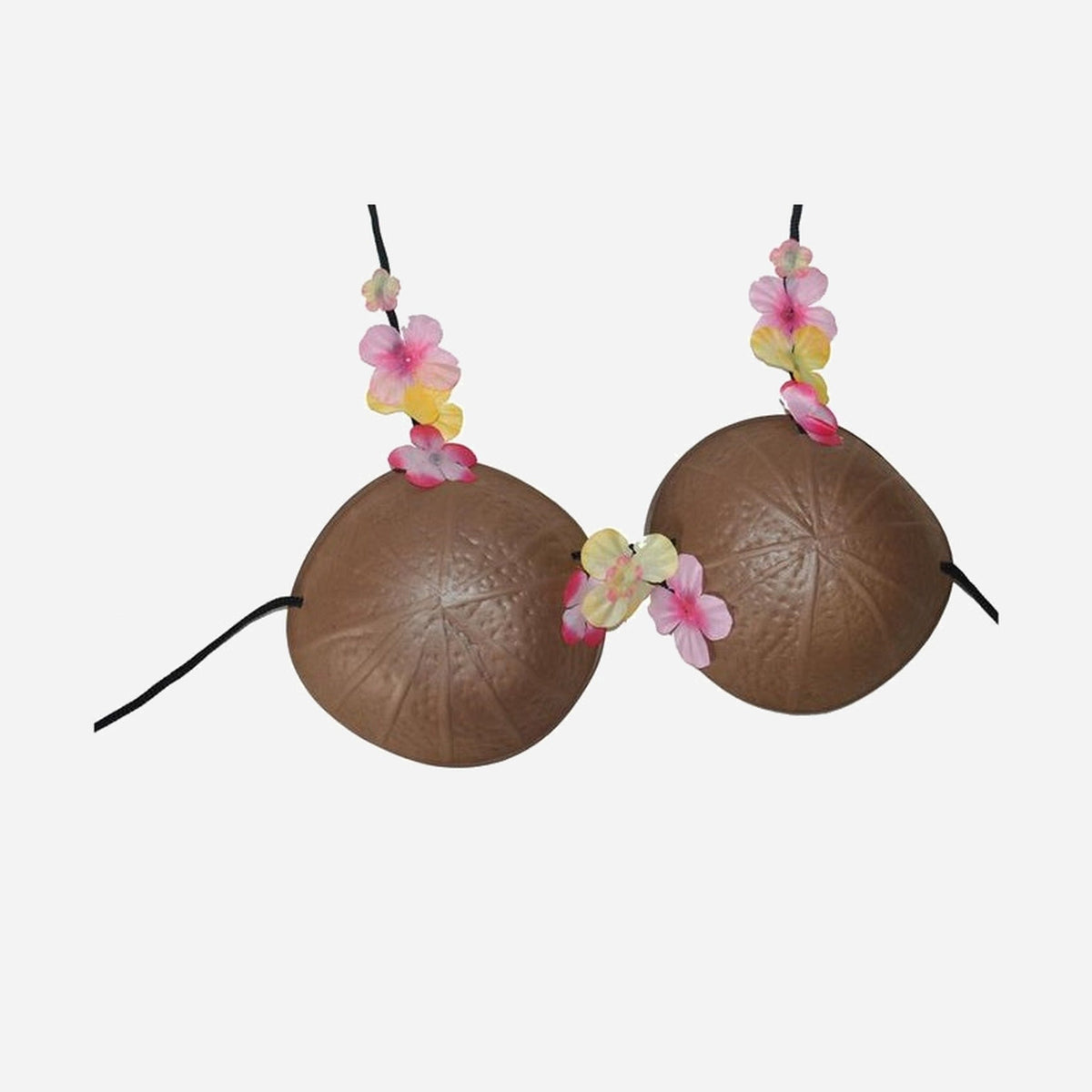 Soutien gorge noix de coco avec fleurs plastique