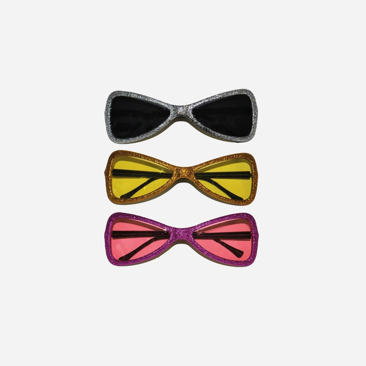 Lunettes gag noeud papillon à paillettes assorti