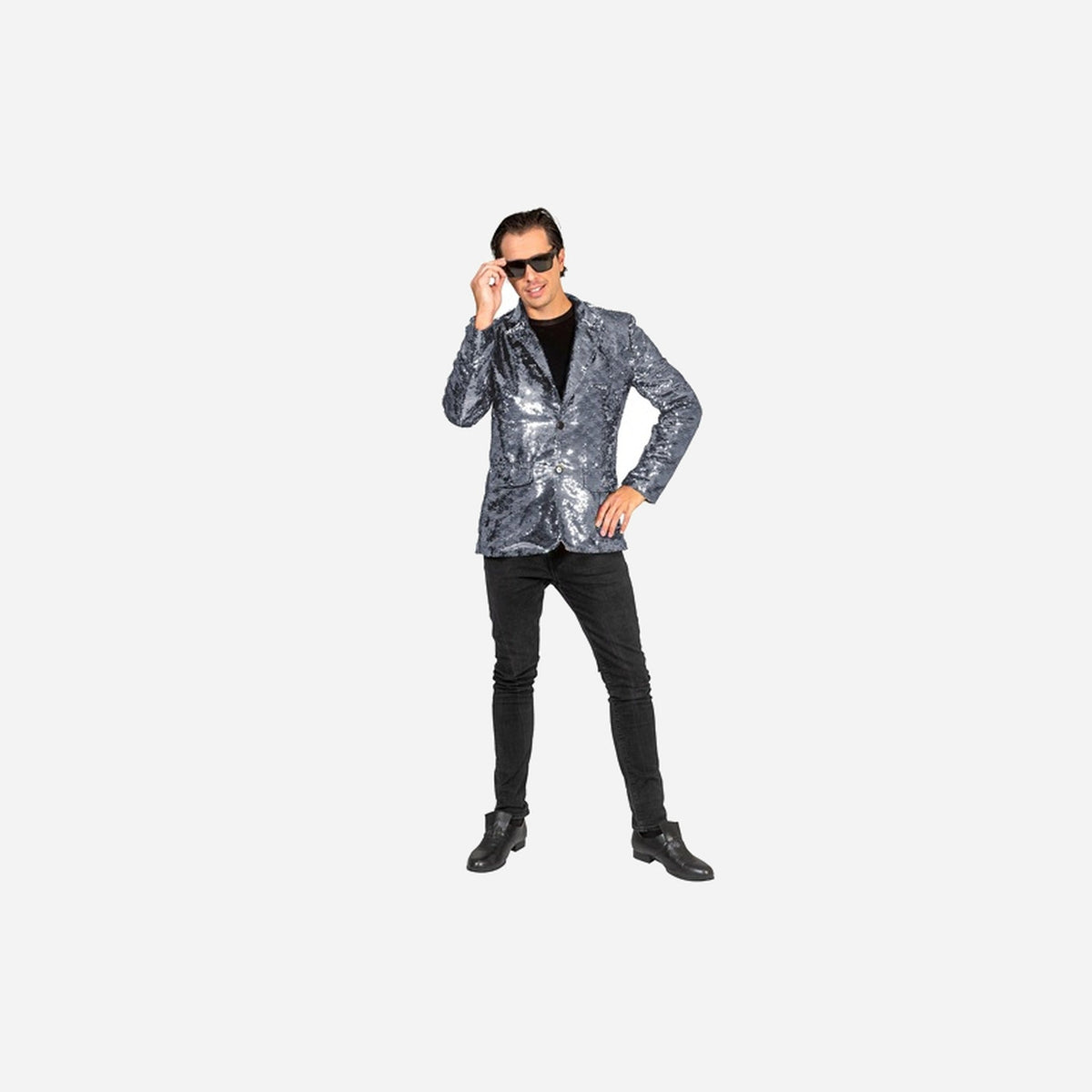 Veste à sequins argent homme