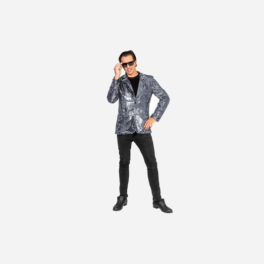 Veste à sequins argent homme