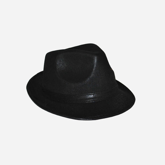 Chapeau trilby imitation cuir noir