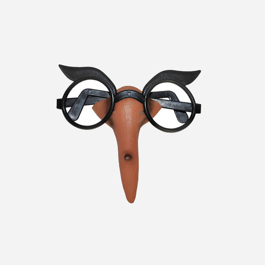 Lunettes sans verres avec nez de sorcière et sourcils
