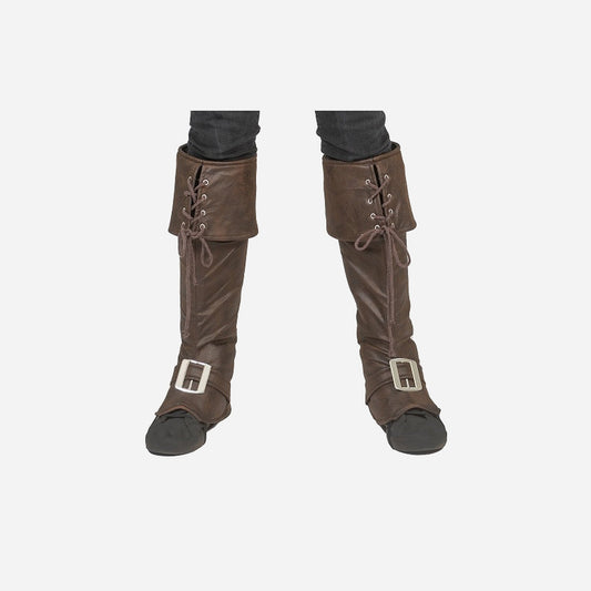 Paire de couvre-bottes de pirate mousquetaire marron 50 cm