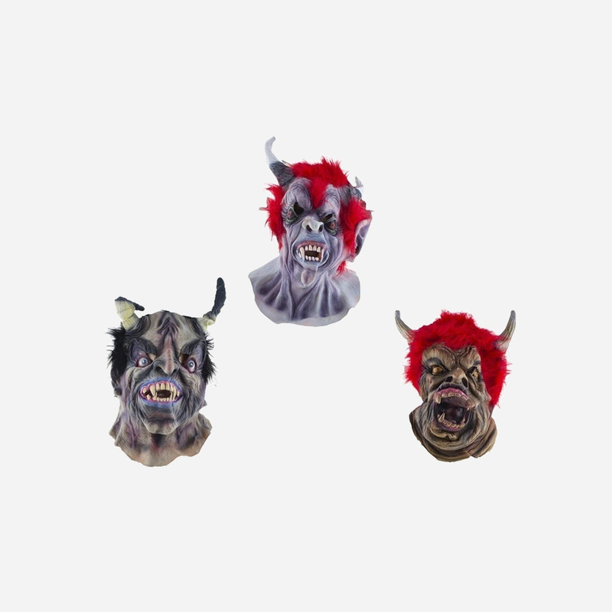 Masque latex de diable démon avec cheveux assorti adulte