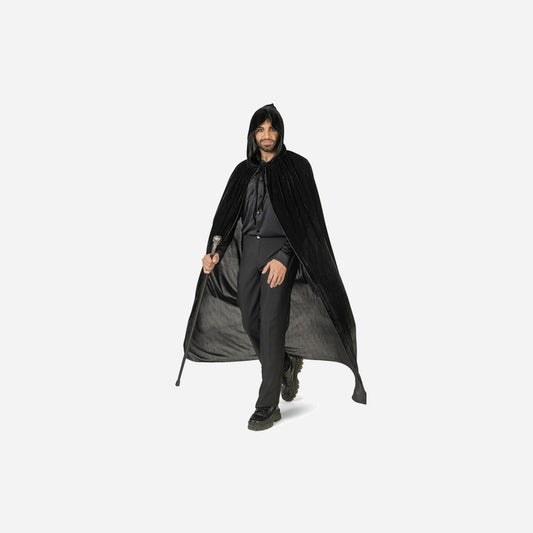 Cape velours noire avec capuche adulte Taille unique