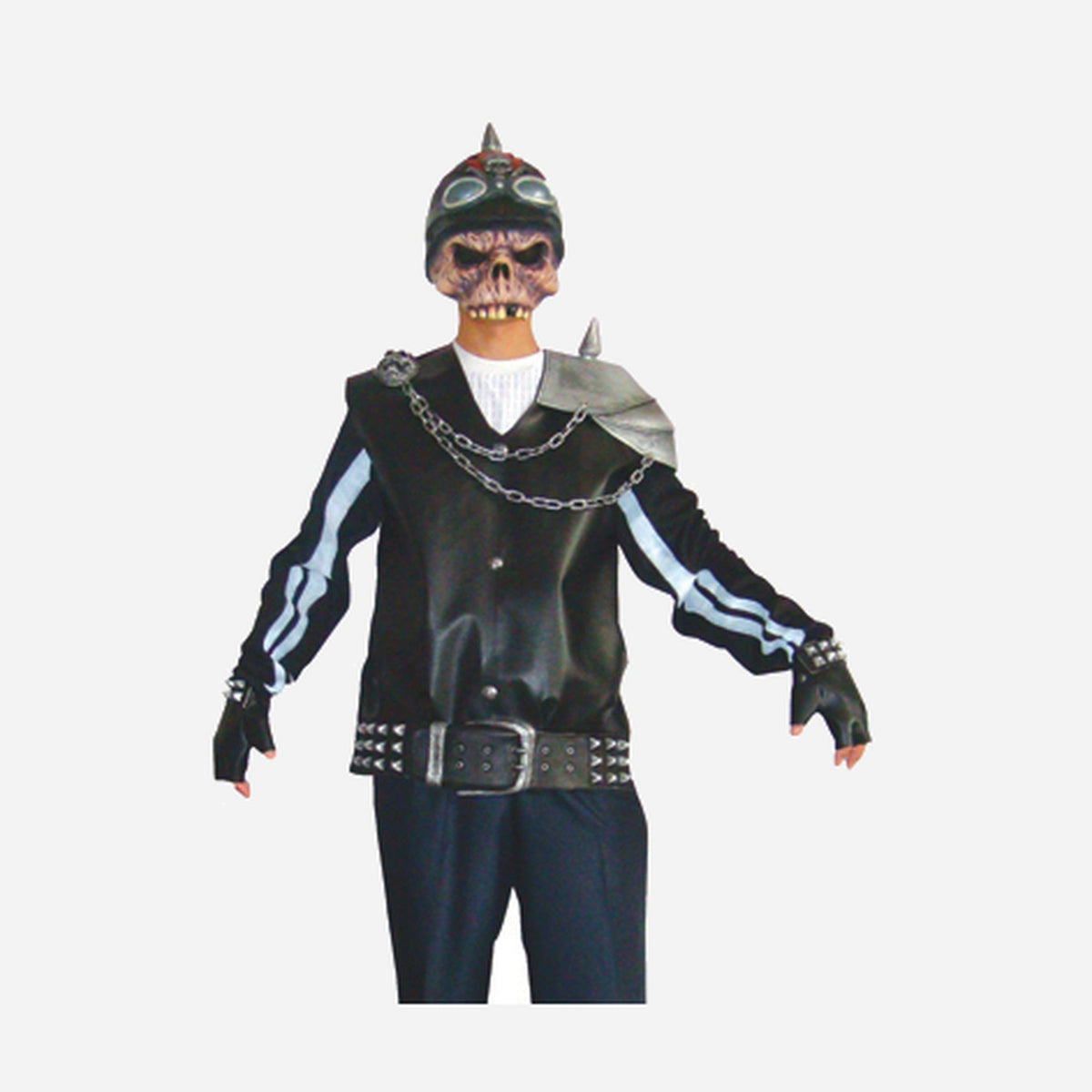 Masque latex + déguisement squelette Biker