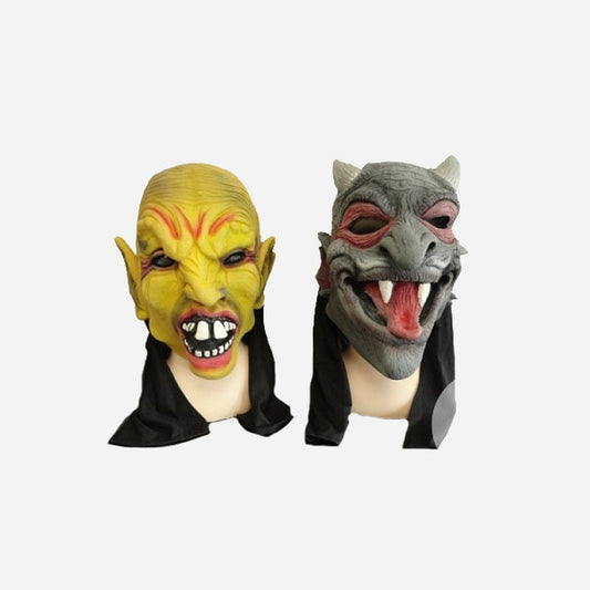 Masque de monstre avec capuche jaune & gris