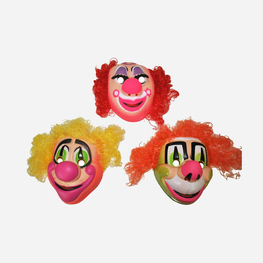 Masque coque de clown avec cheveux assorti
