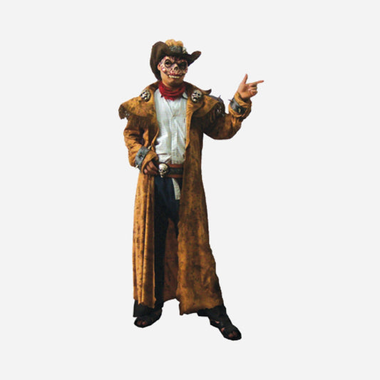 Masque latex + déguisement de revenant cowboy