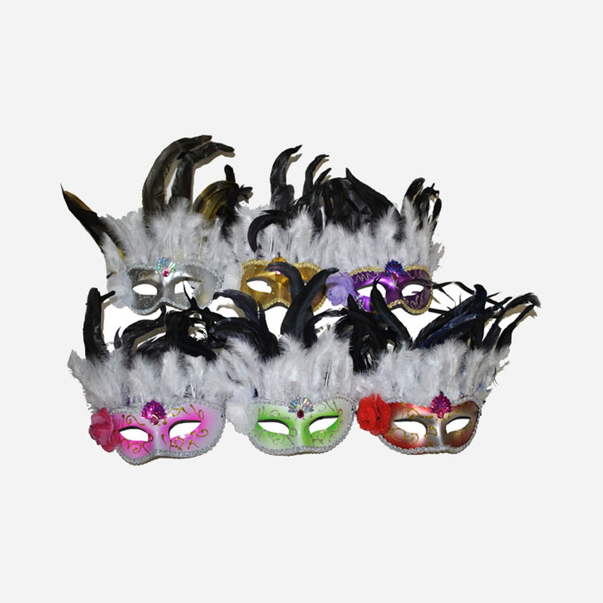 Masque loup avec plumes