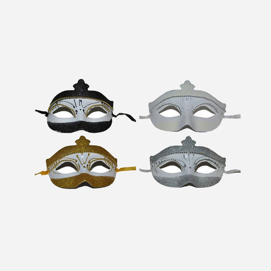 Masque loup avec perles et paillettes assorti