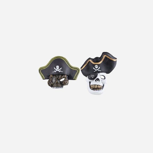 Masque coque tête de mort pirate avec chapeau assorti