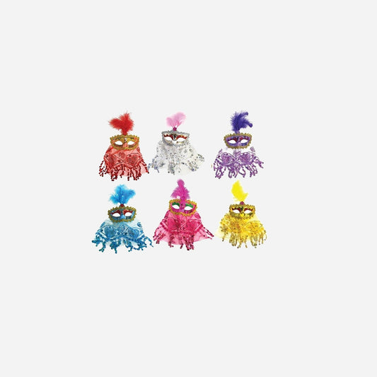 Masque loup oriental avec plumes et voile assorti