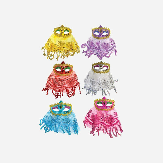 Masque loup oriental avec broderies et voile assorti