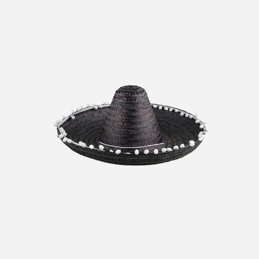 Sombrero en paille & pompons blancs