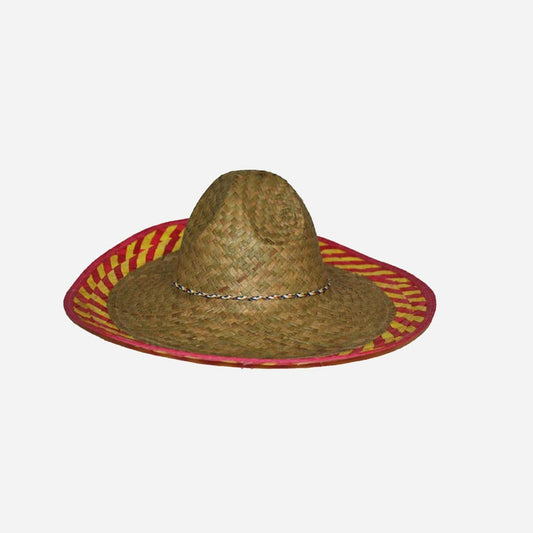Sombrero en paille bordure jaune & rouge 46 cm