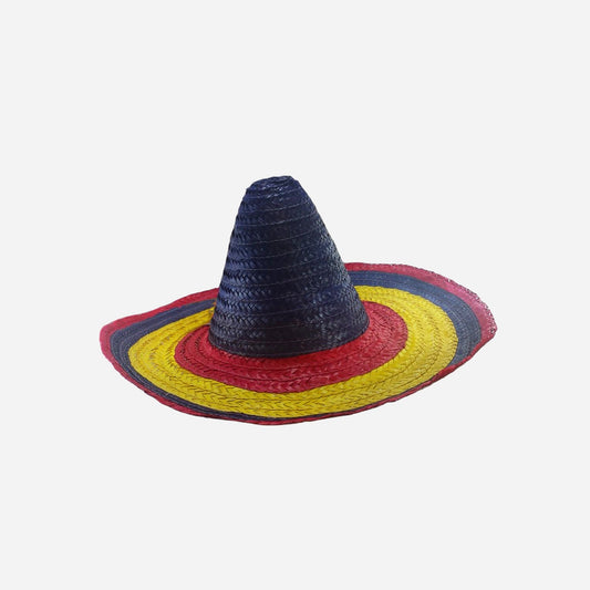 Sombrero en paille bleu jaune rouge 60 cm