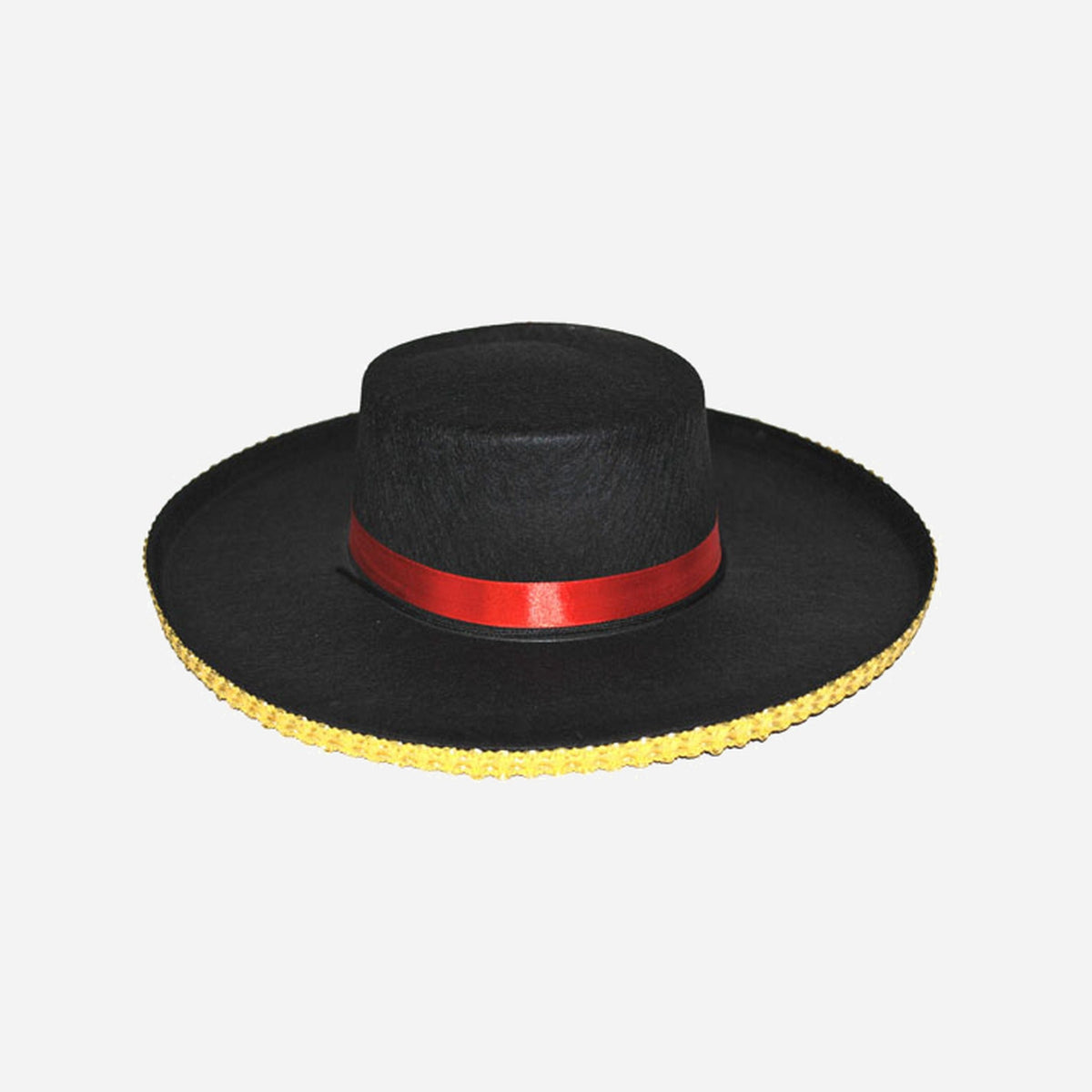 Chapeau espagnol noir avec galon doré