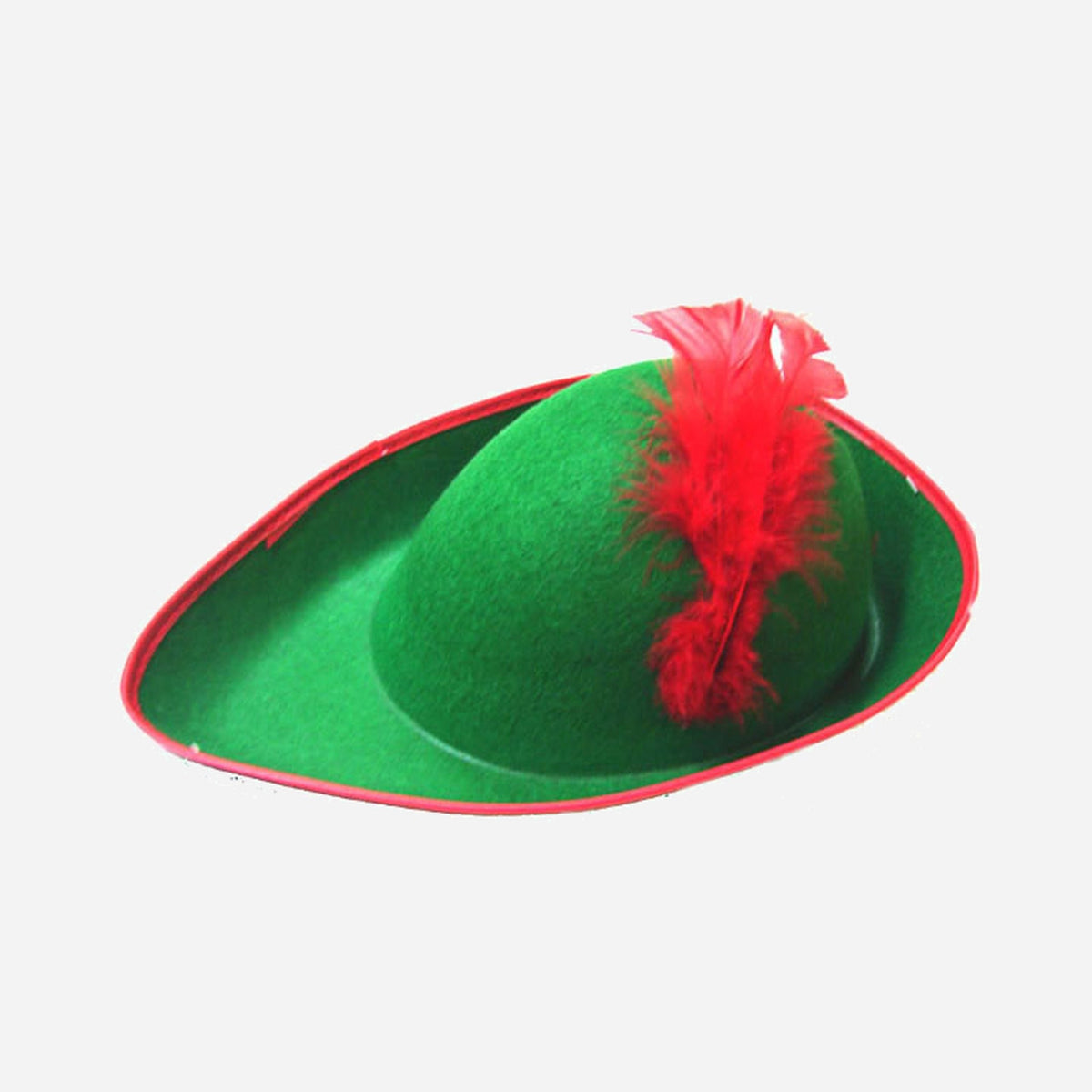 Chapeau Robin des bois plat avec plume vert