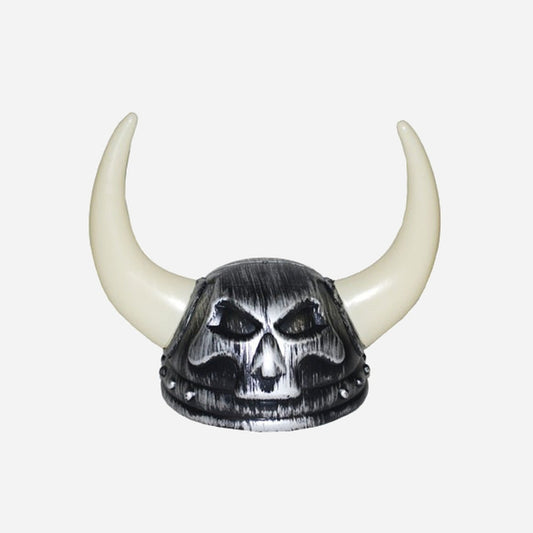 Casque de viking crâne avec cornes argent/ivoire