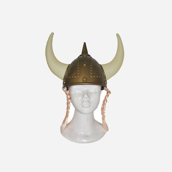 Casque de viking gaulois grandes cornes et tresses
