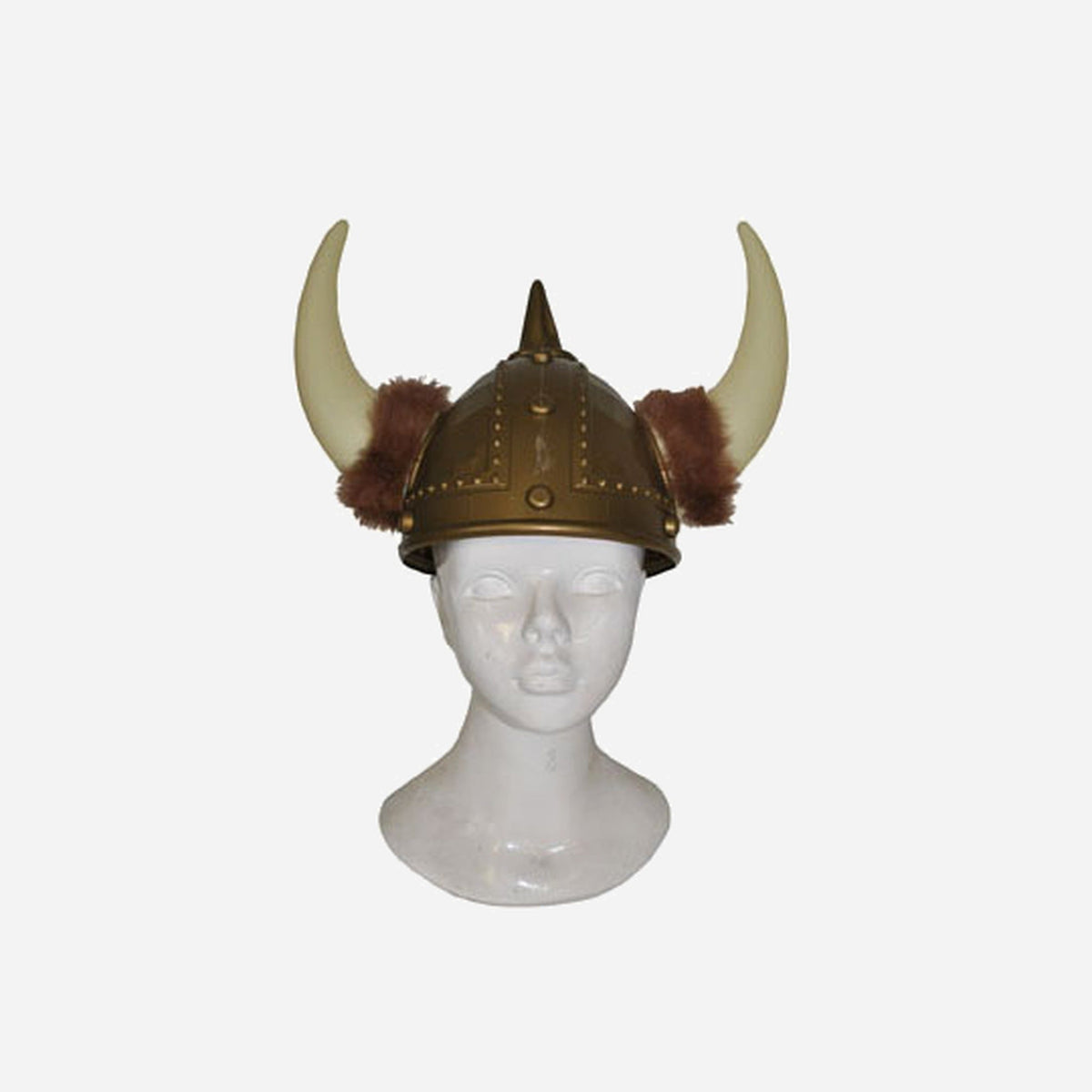 Casque de viking avec 2 grandes cornes à fourrure