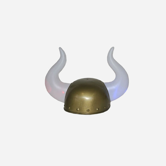 Casque de viking gaulois avec 2 grandes cornes lumineuses LED