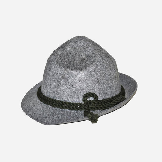 Chapeau Tyrolien gris avec corde adulte