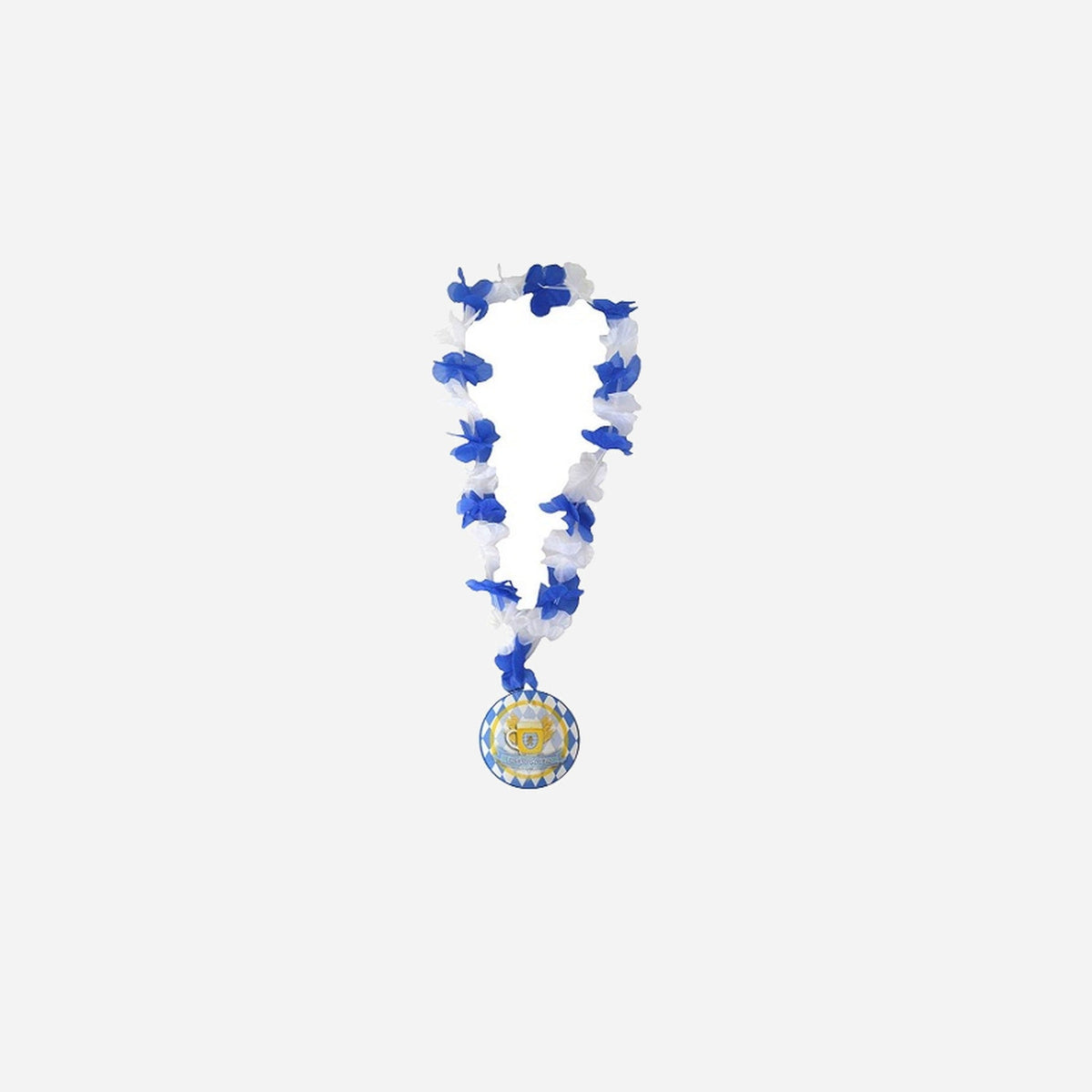 Collier Tahiti oktoberfest bleu blanc avec médaille 50 cm