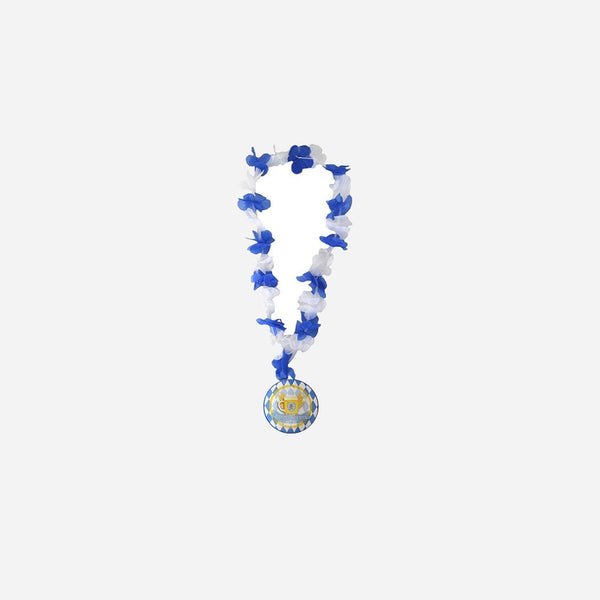 Collier Tahiti oktoberfest bleu blanc avec médaille 50 cm