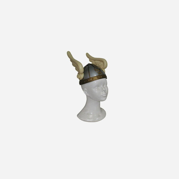 Casque de gaulois argenté avec 2 ailes