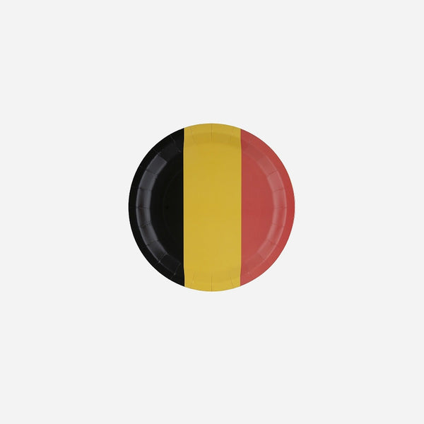 Lot de 8 assiettes en carton Noir Jaune Rouge belgique 22 cm