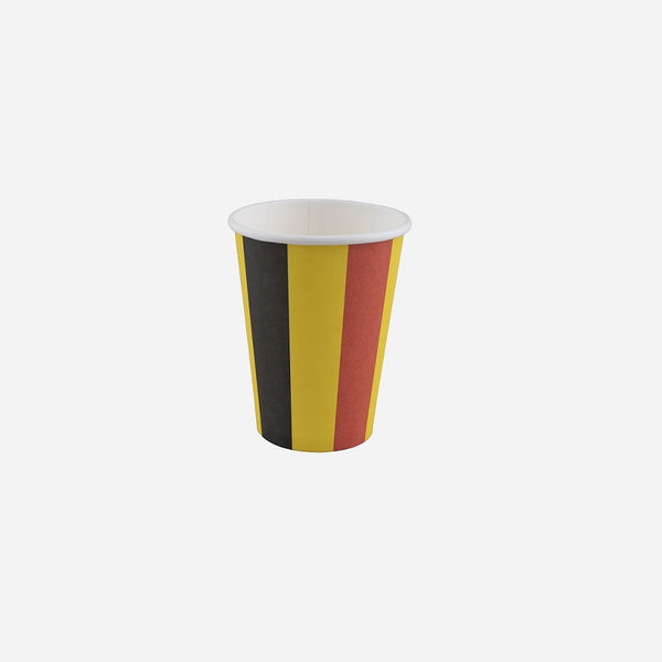 Lot de 8 gobelets en carton Noir Jaune Rouge belgique 20 cl