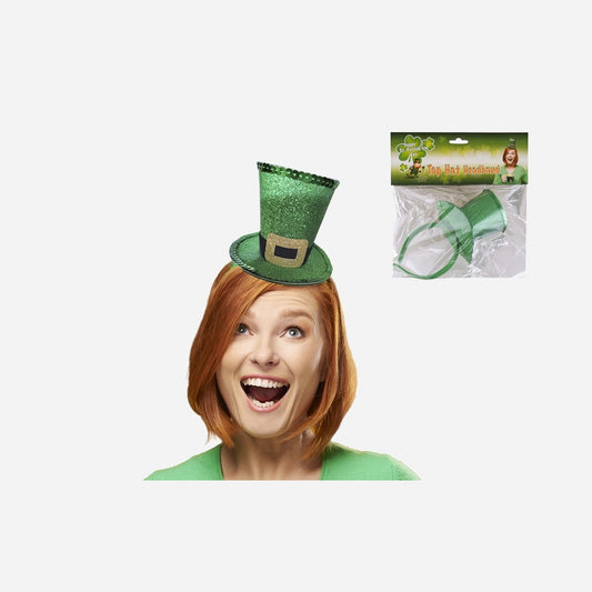 Serre-tête mini chapeau St Patrick vert 10 × 12 cm