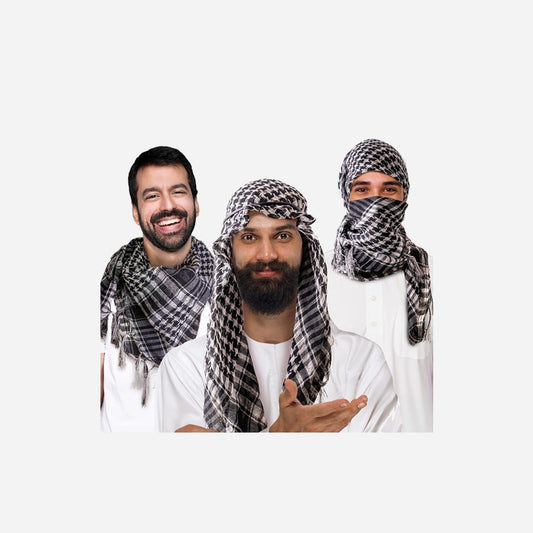 Keffieh foulard gris noir blanc palestinien 105 × 95 cm