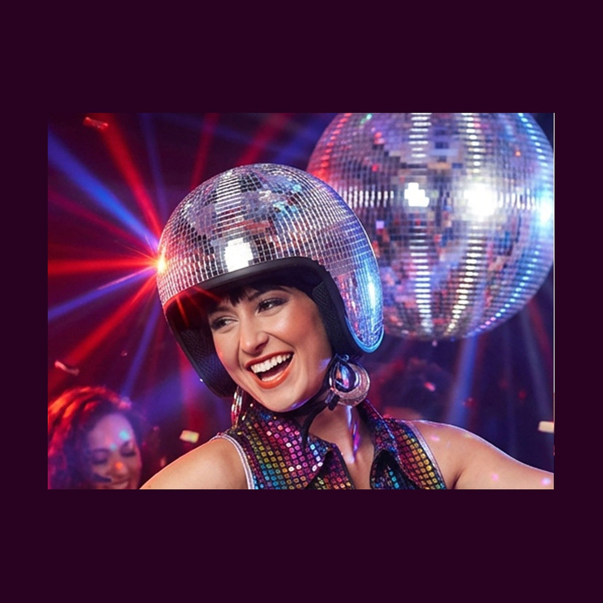 Casque disco boule à façette miroir argent adulte