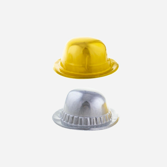 Lot de 12 chapeaux melon métallisés or/argent adulte